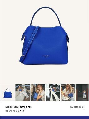 Medium Swann Top-Handle Shoulder Bag in Cobalt Blue